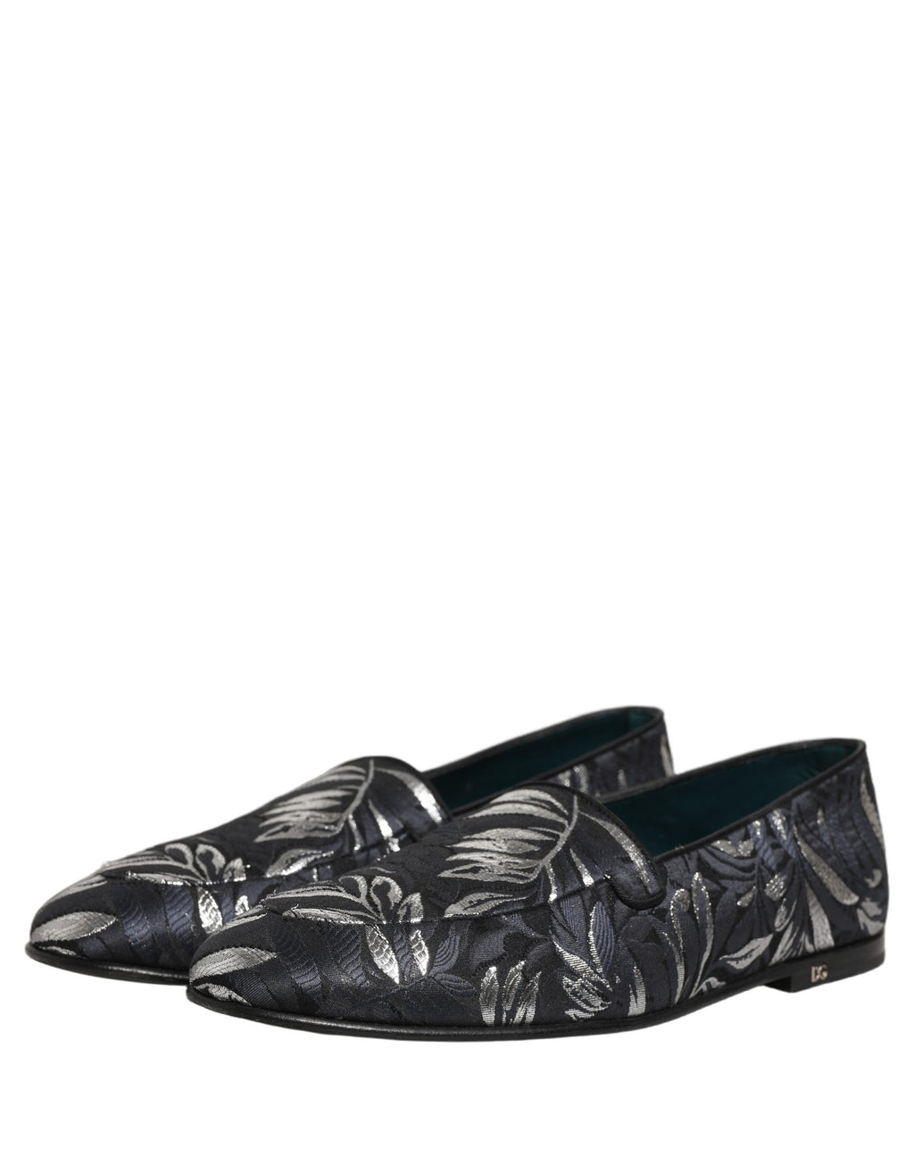 Dolce & Gabbana Black Leaf Embroidery Dress Men Loafers Shoes Dolce & Gabbana