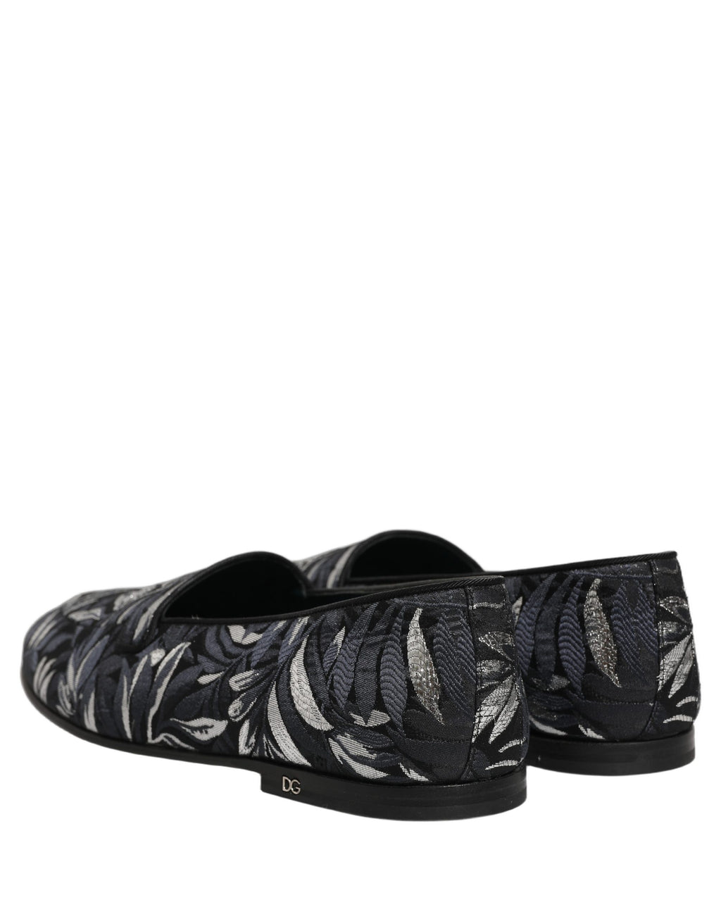 Dolce & Gabbana Black Leaf Embroidery Dress Men Loafers Shoes Dolce & Gabbana