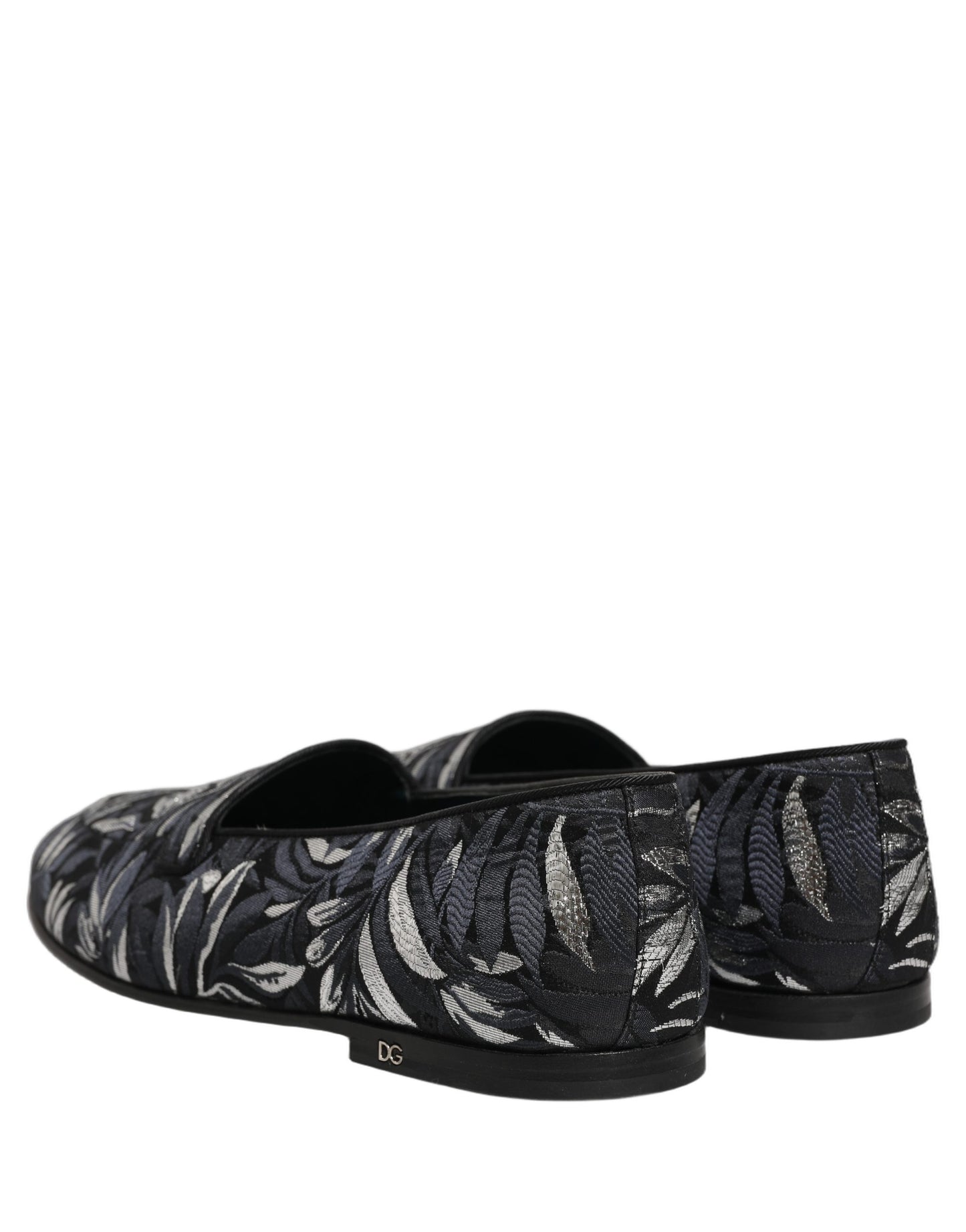 Dolce & Gabbana Black Leaf Embroidery Dress Men Loafers Shoes Dolce & Gabbana