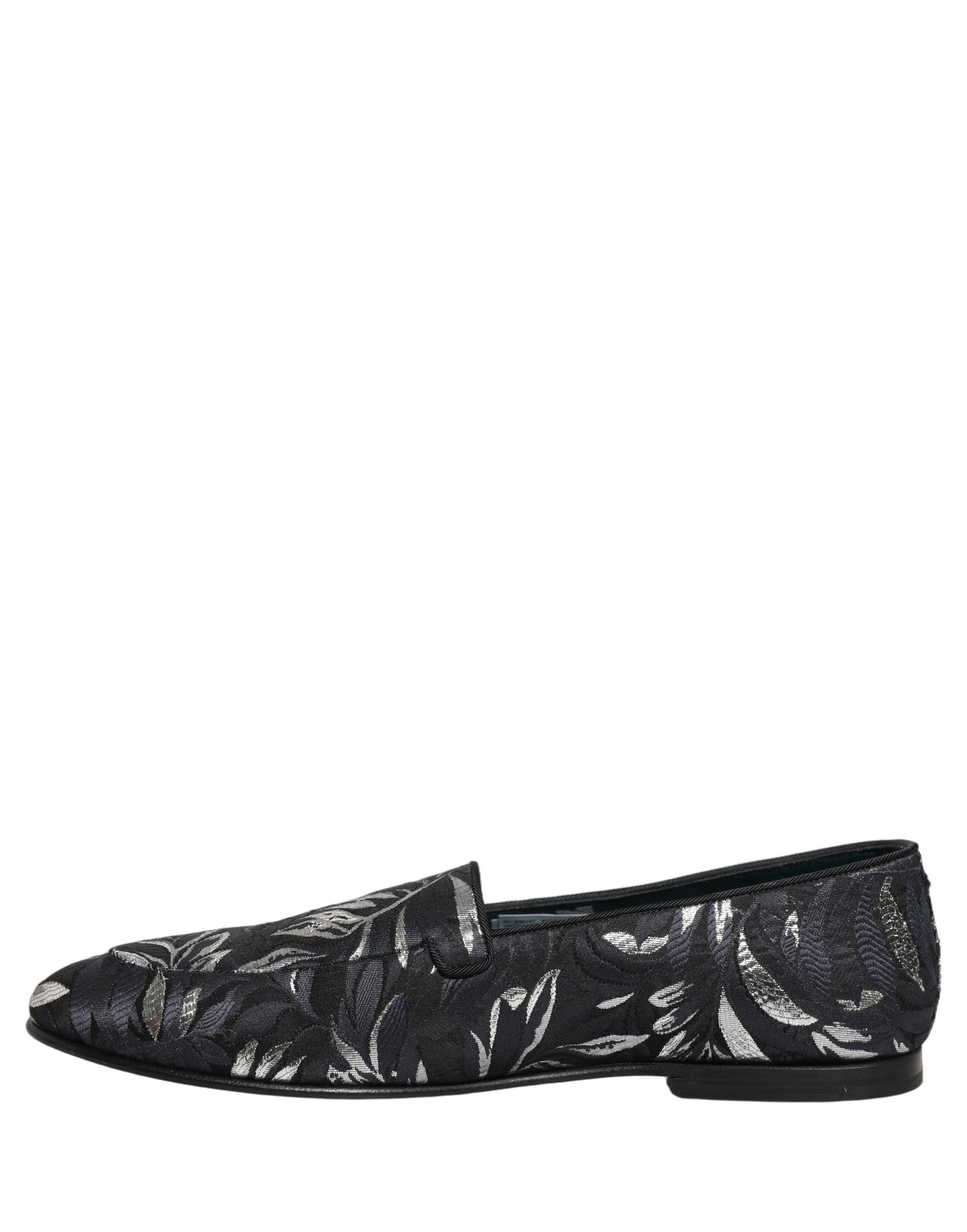 Dolce & Gabbana Black Leaf Embroidery Dress Men Loafers Shoes Dolce & Gabbana