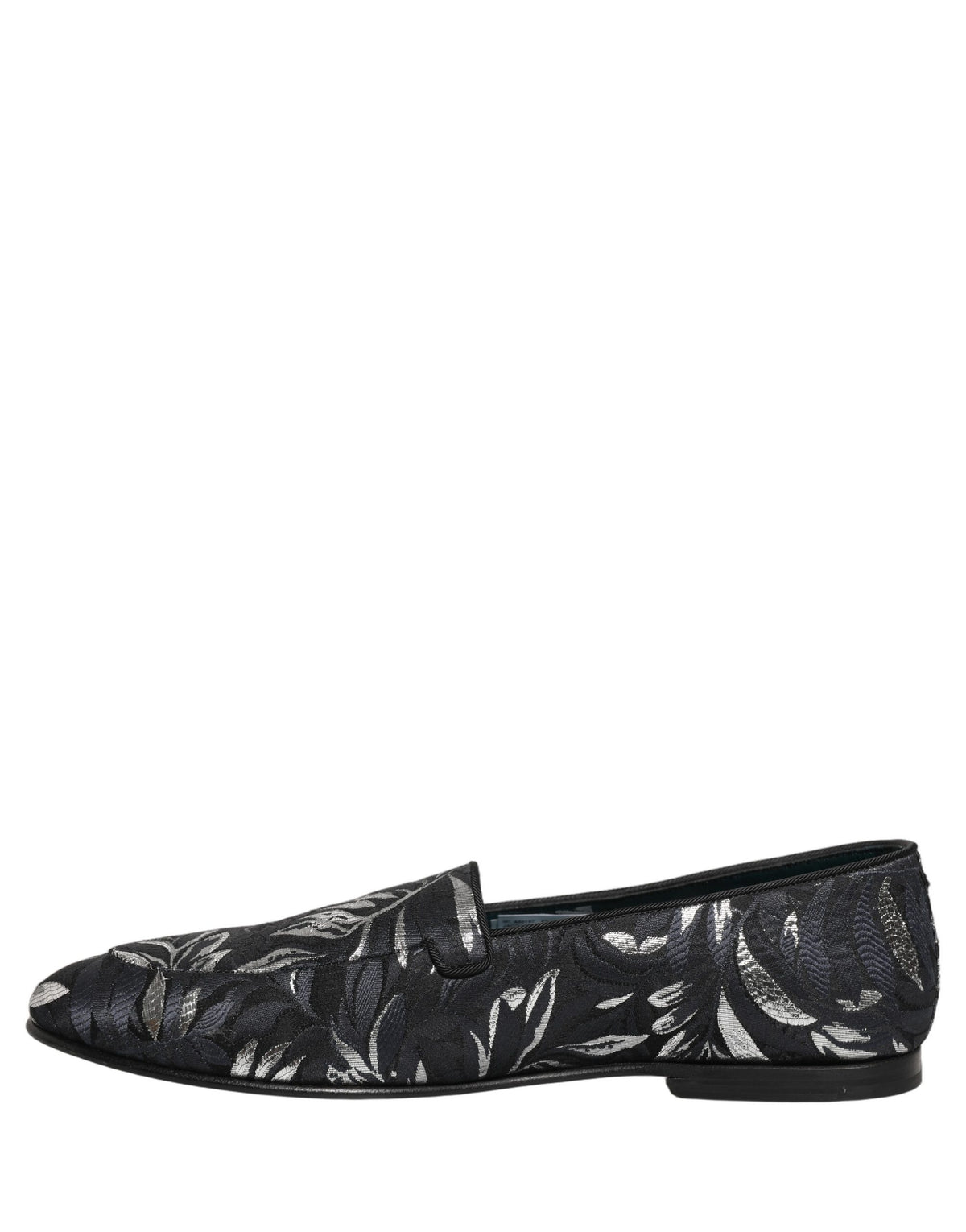 Dolce & Gabbana Black Leaf Embroidery Dress Men Loafers Shoes Dolce & Gabbana