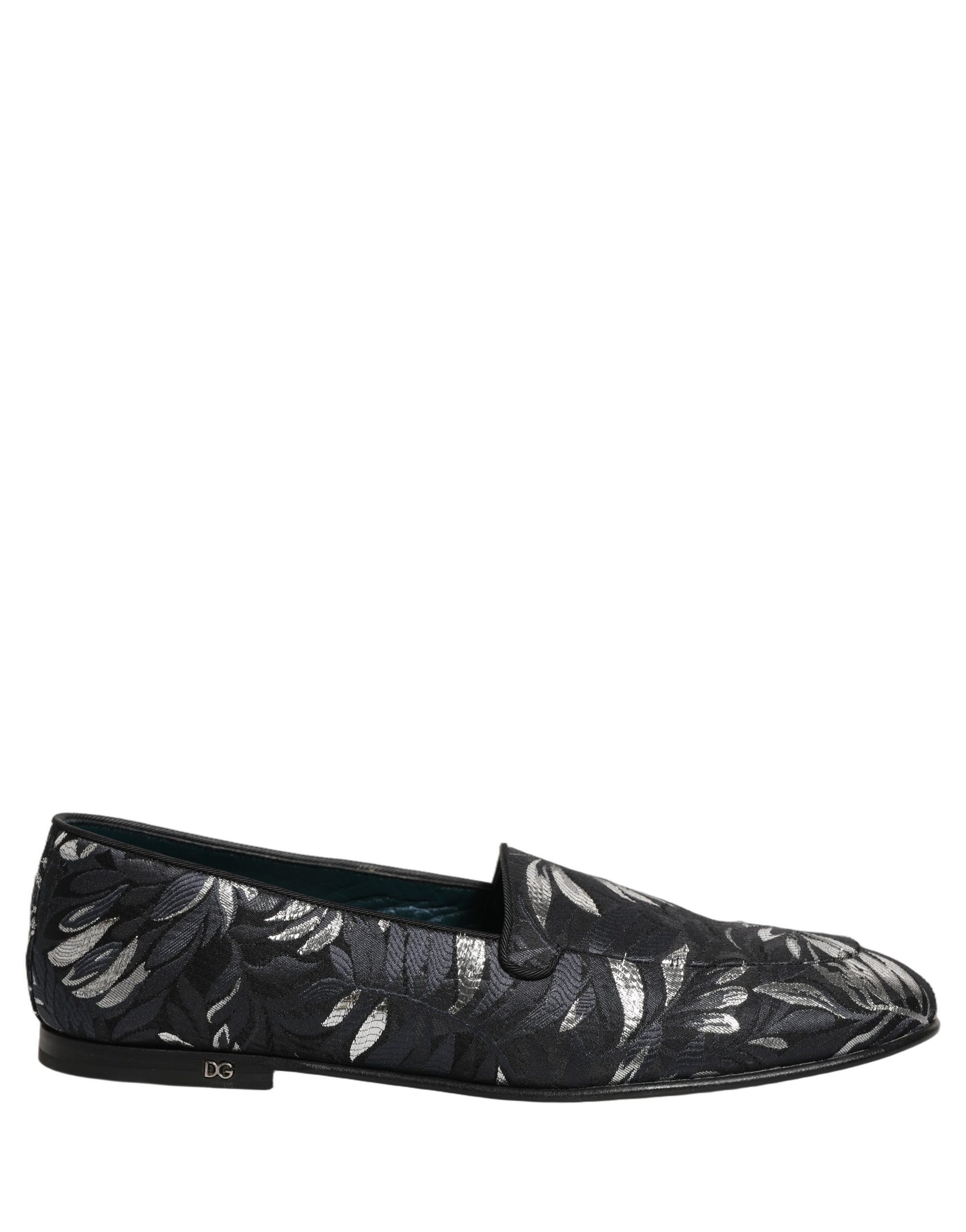 Dolce & Gabbana Black Leaf Embroidery Dress Men Loafers Shoes Dolce & Gabbana