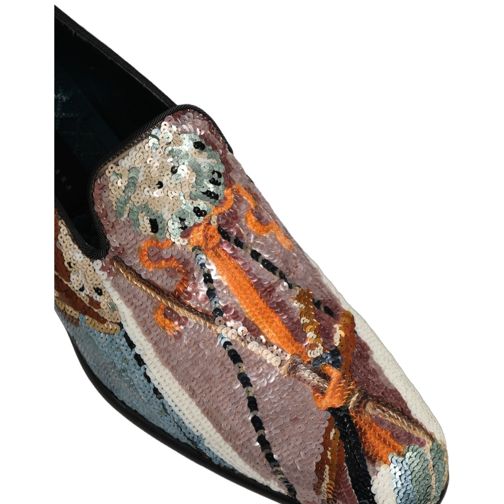 Dolce & Gabbana Multicolor Embroidered Sequin Loafers Shoes Dolce & Gabbana