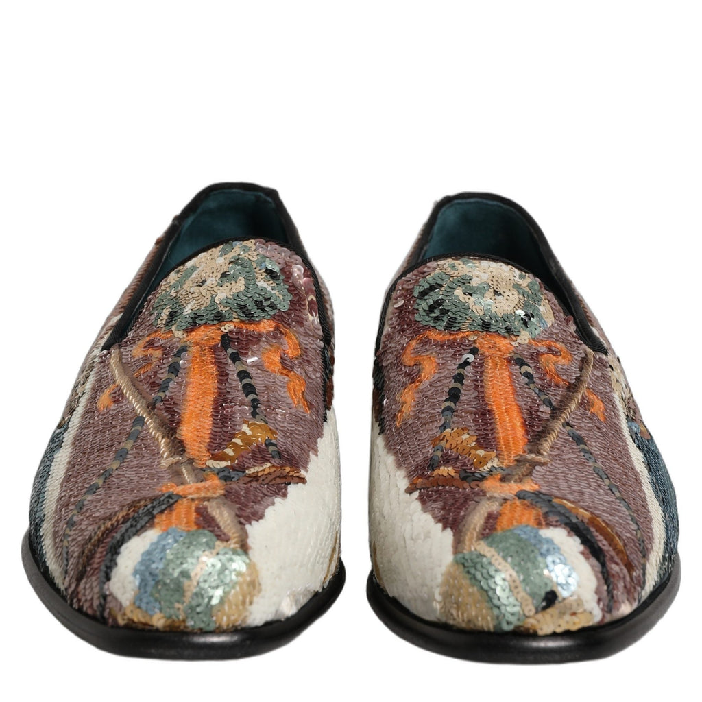 Dolce & Gabbana Multicolor Embroidered Sequin Loafers Shoes Dolce & Gabbana
