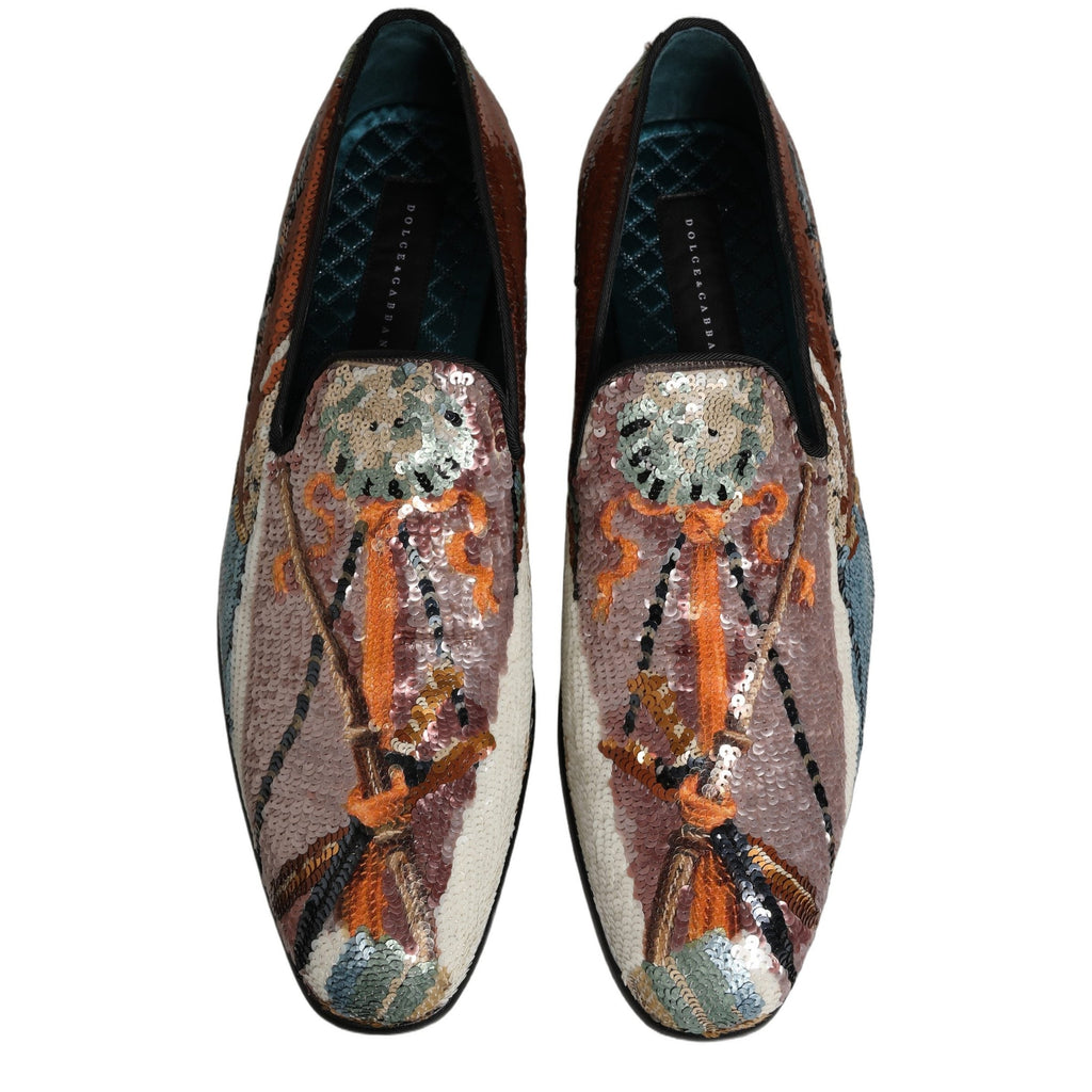 Dolce & Gabbana Multicolor Embroidered Sequin Loafers Shoes Dolce & Gabbana