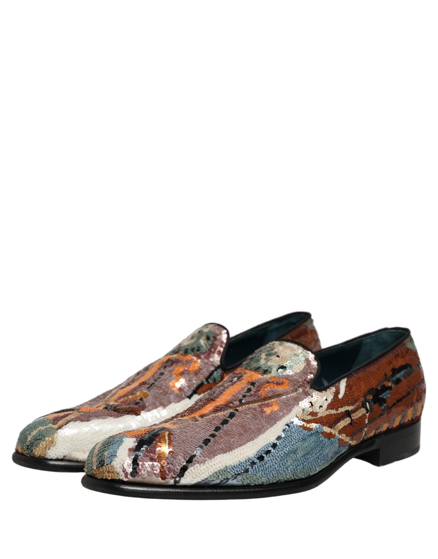 Dolce & Gabbana Multicolor Embroidered Sequin Loafers Shoes Dolce & Gabbana
