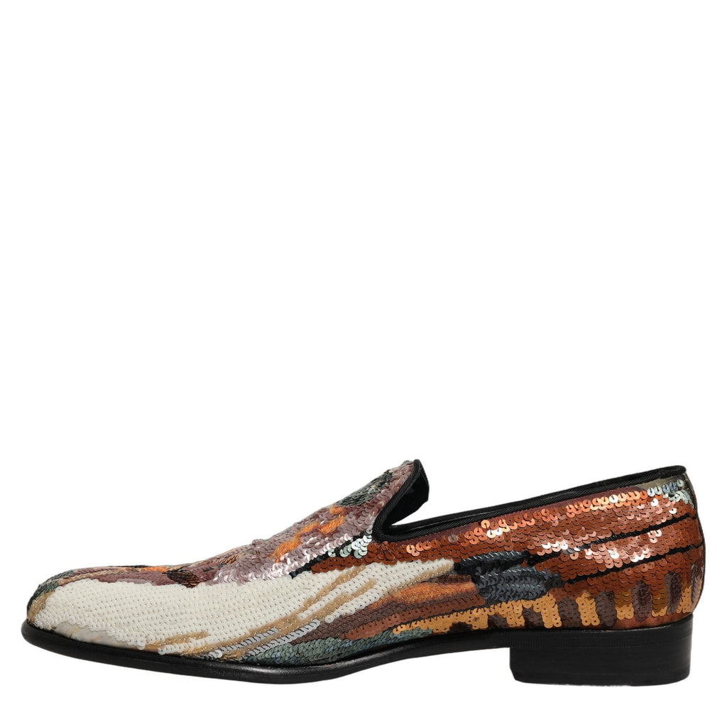 Dolce & Gabbana Multicolor Embroidered Sequin Loafers Shoes Dolce & Gabbana
