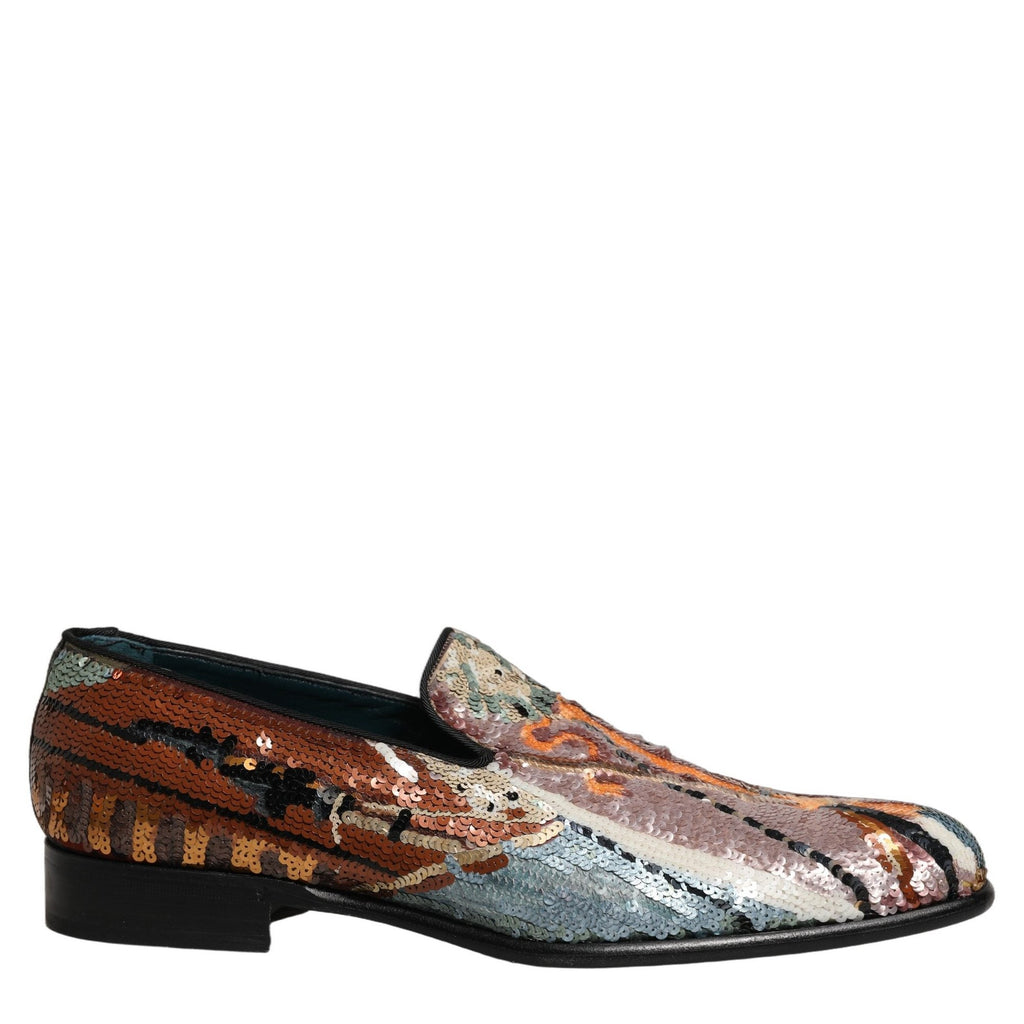 Dolce & Gabbana Multicolor Embroidered Sequin Loafers Shoes Dolce & Gabbana