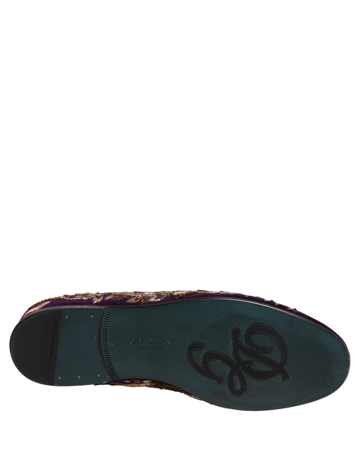 Dolce & Gabbana Violet Velvet Floral Embroidery Loafers Shoes - Eljoys Fashion 