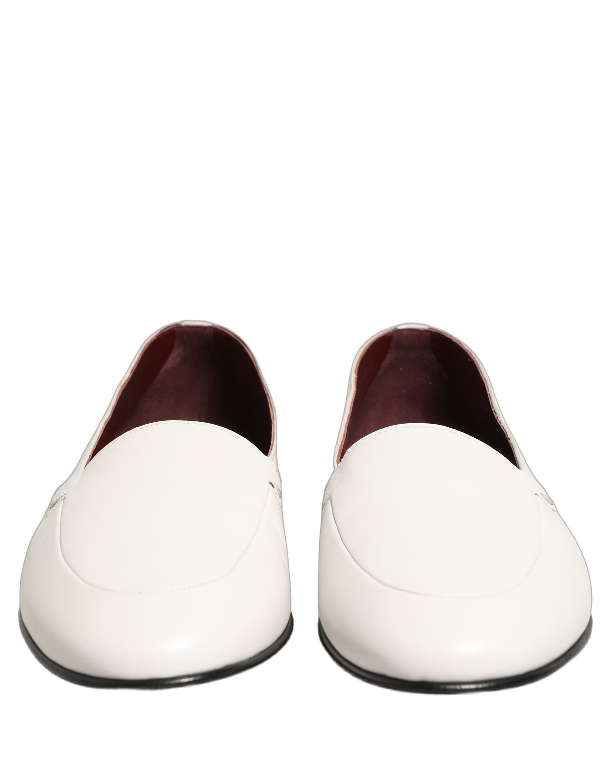 Dolce & Gabbana White Leather Logo Slip On Men Loafers Shoes Dolce & Gabbana