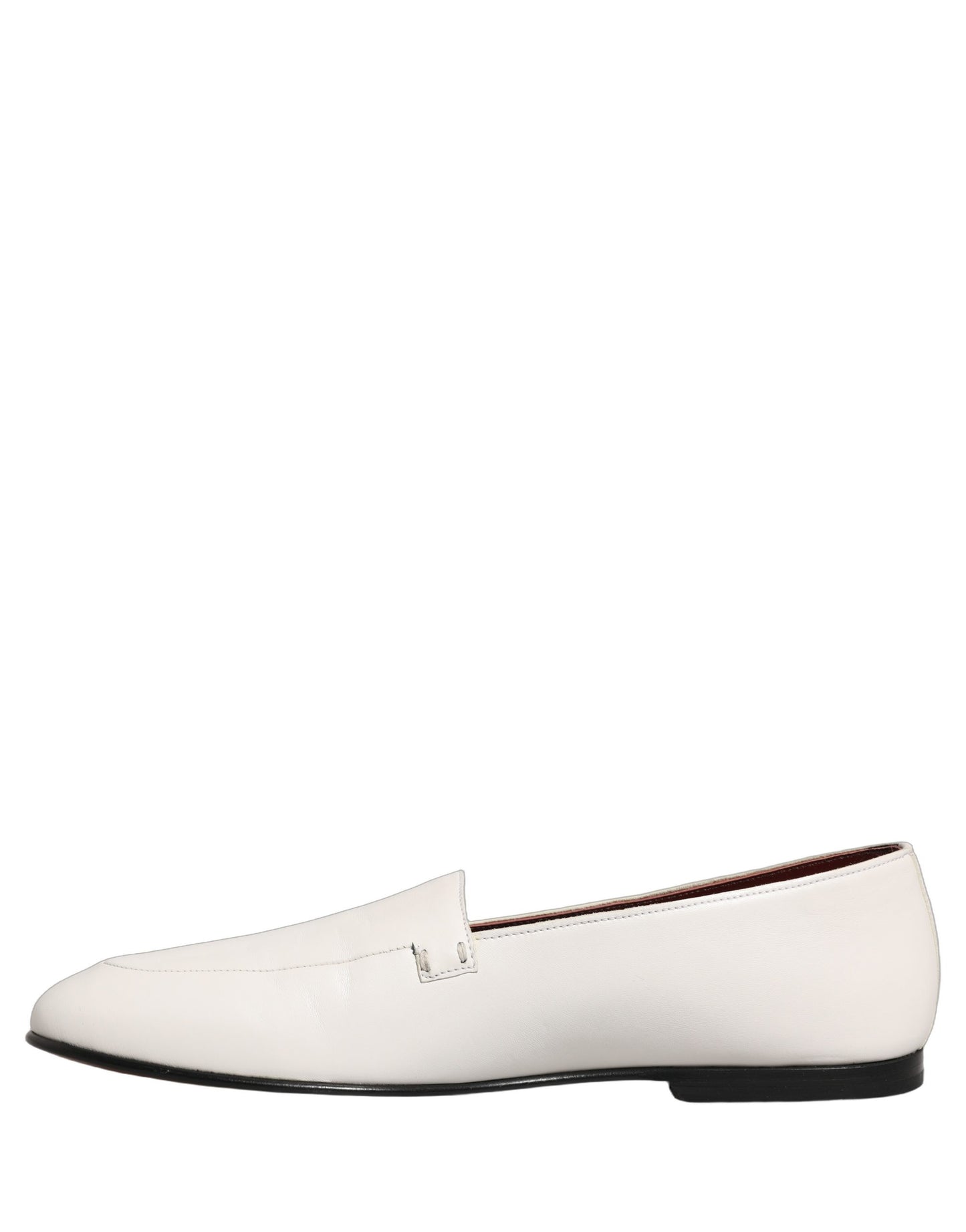 Dolce & Gabbana White Leather Logo Slip On Men Loafers Shoes Dolce & Gabbana