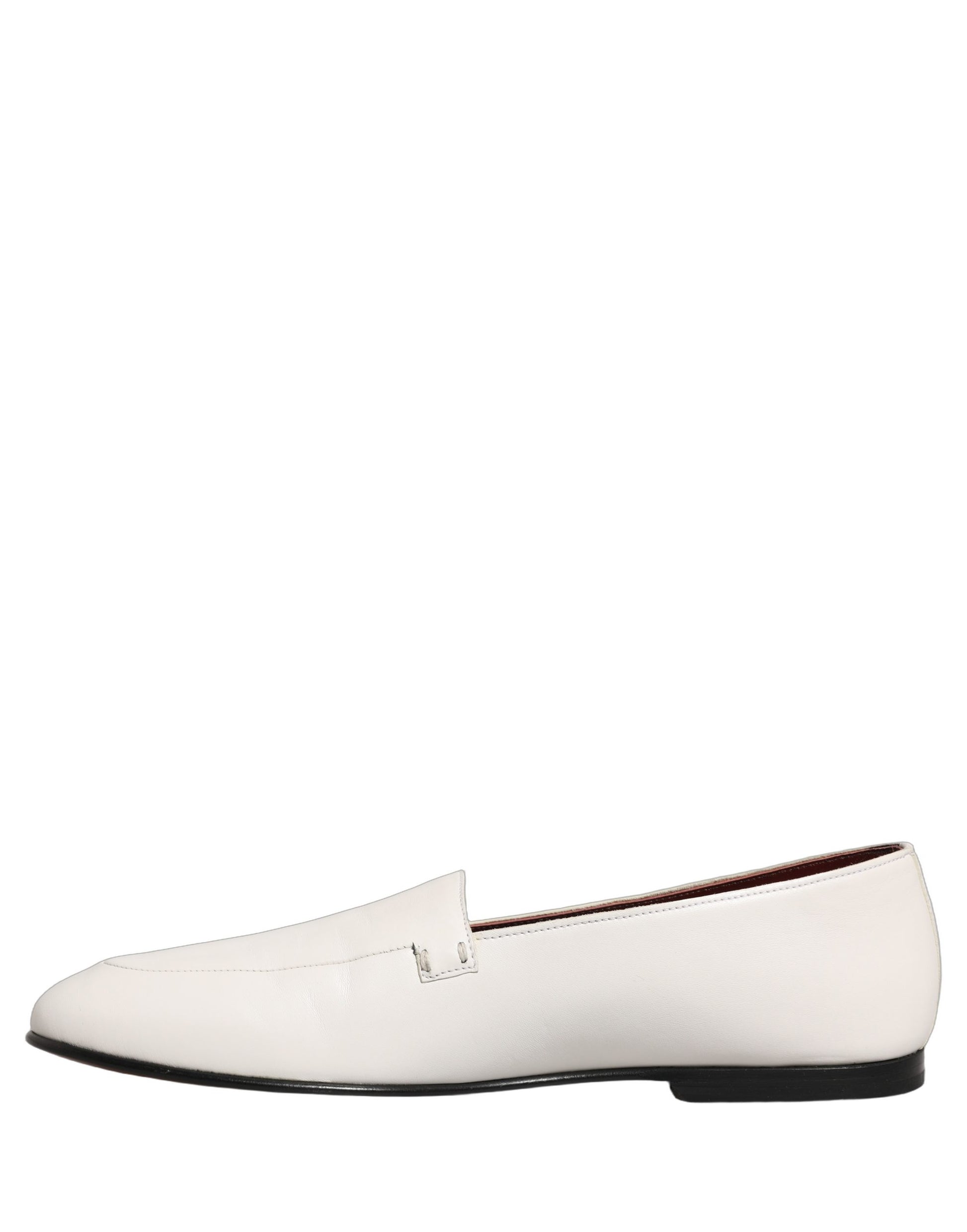 Dolce & Gabbana White Leather Logo Slip On Men Loafers Shoes Dolce & Gabbana