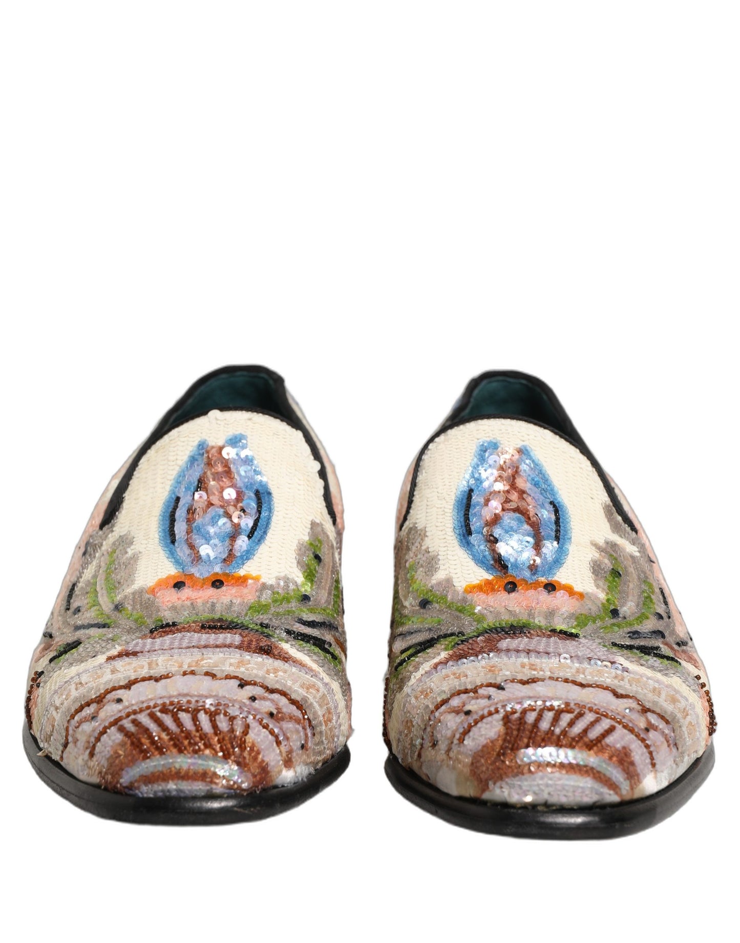 Dolce & Gabbana Multicolor Sequin Embroidered Loafers Shoes Dolce & Gabbana