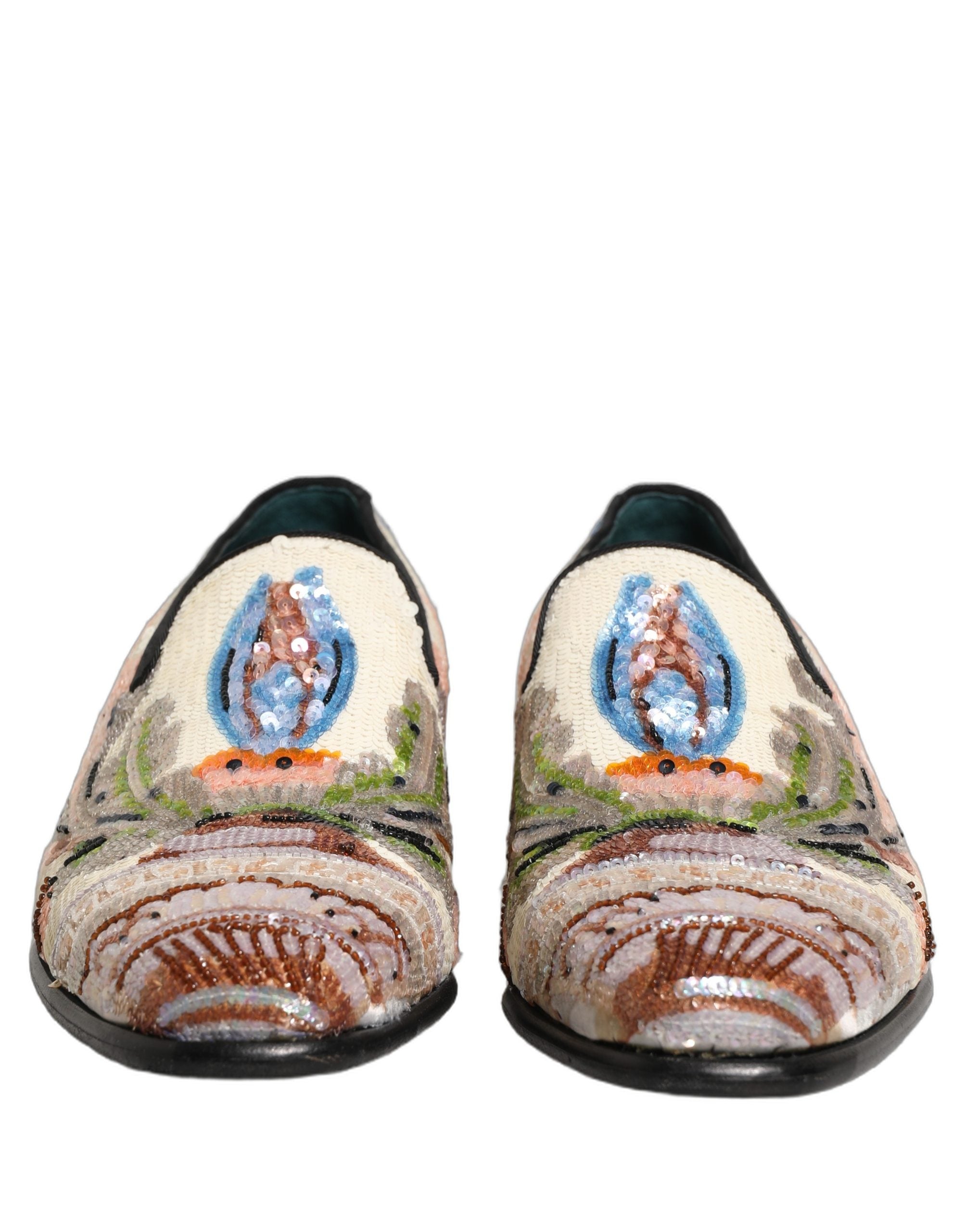 Dolce & Gabbana Multicolor Sequin Embroidered Loafers Shoes Dolce & Gabbana