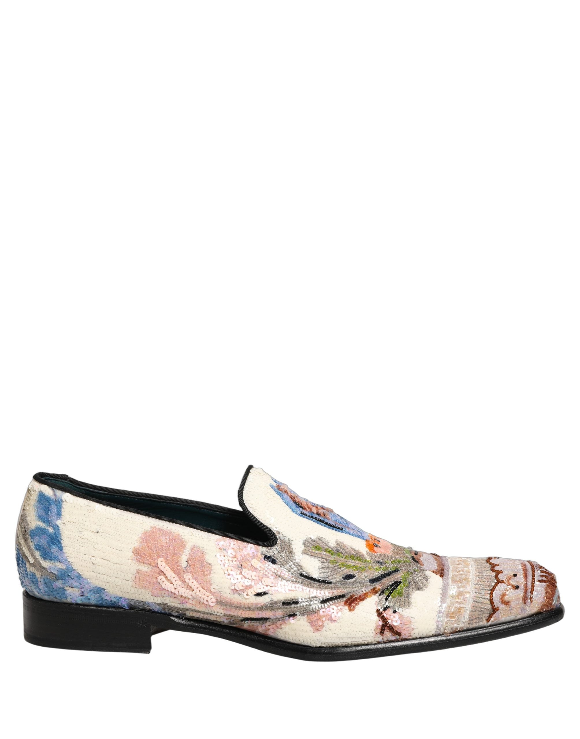 Dolce & Gabbana Multicolor Sequin Embroidered Loafers Shoes Dolce & Gabbana