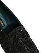 Dolce & Gabbana Black Velvet Embroidered Dress Loafers Shoes Dolce & Gabbana