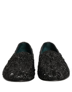 Dolce & Gabbana Black Velvet Embroidered Dress Loafers Shoes Dolce & Gabbana