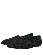 Dolce & Gabbana Black Velvet Embroidered Dress Loafers Shoes Dolce & Gabbana