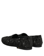 Dolce & Gabbana Black Velvet Embroidered Dress Loafers Shoes Dolce & Gabbana
