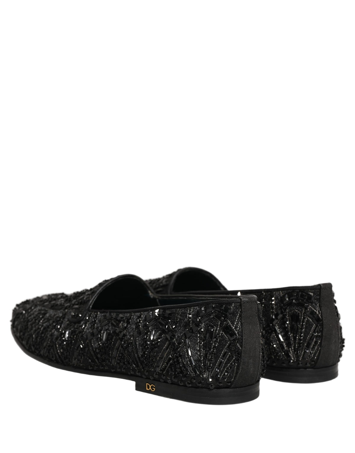 Dolce & Gabbana Black Velvet Embroidered Dress Loafers Shoes Dolce & Gabbana