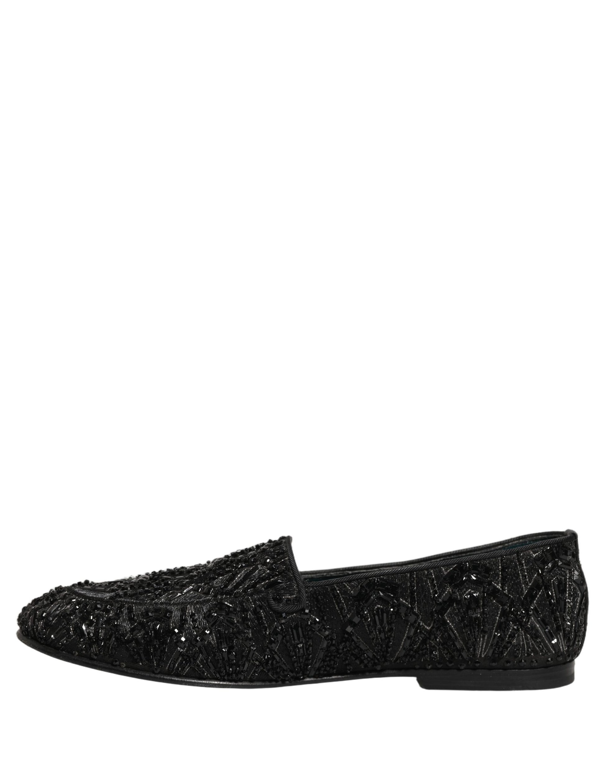 Dolce & Gabbana Black Velvet Embroidered Dress Loafers Shoes Dolce & Gabbana