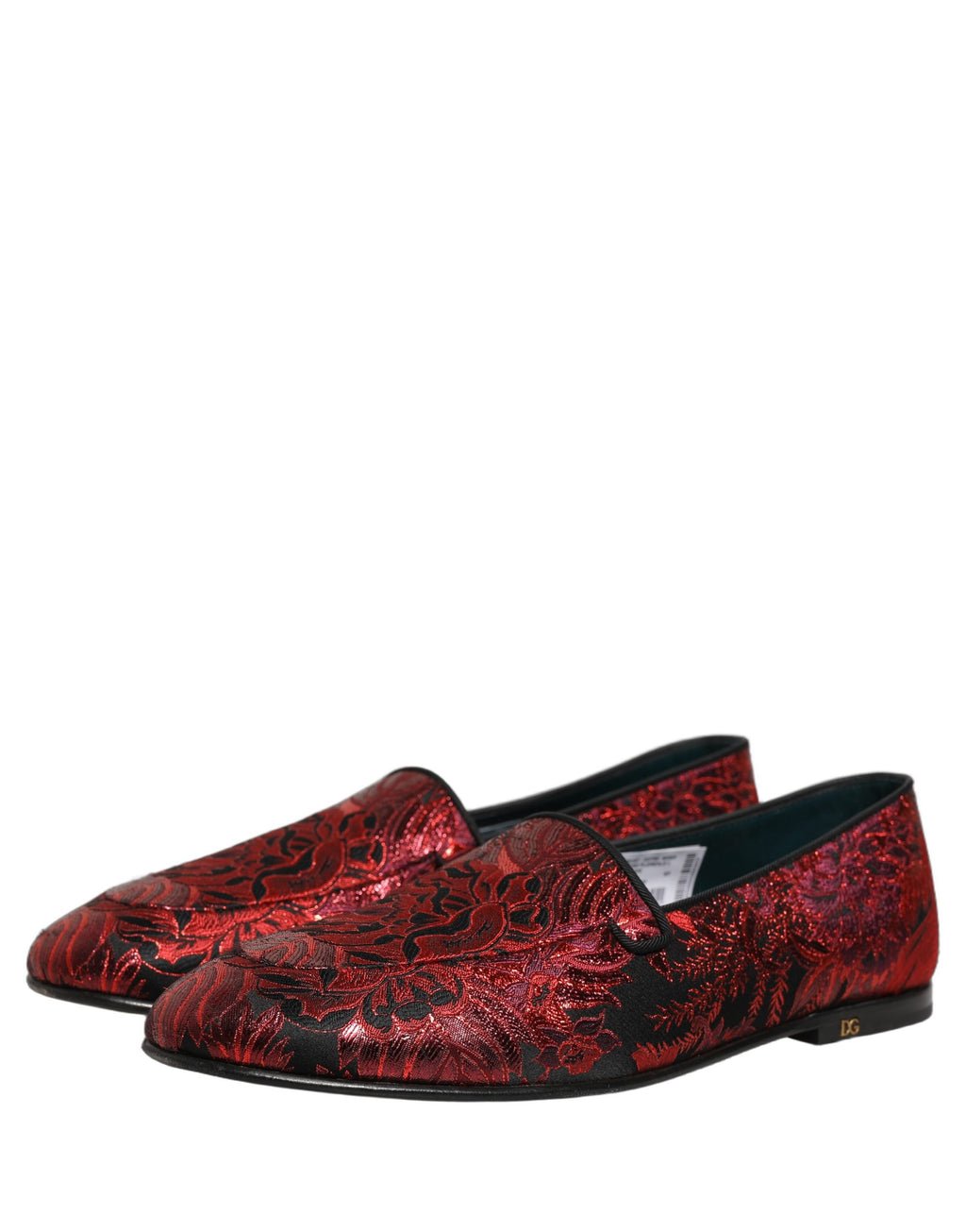 Dolce & Gabbana Red Floral Jacquard Slip On Loafers Shoes Dolce & Gabbana
