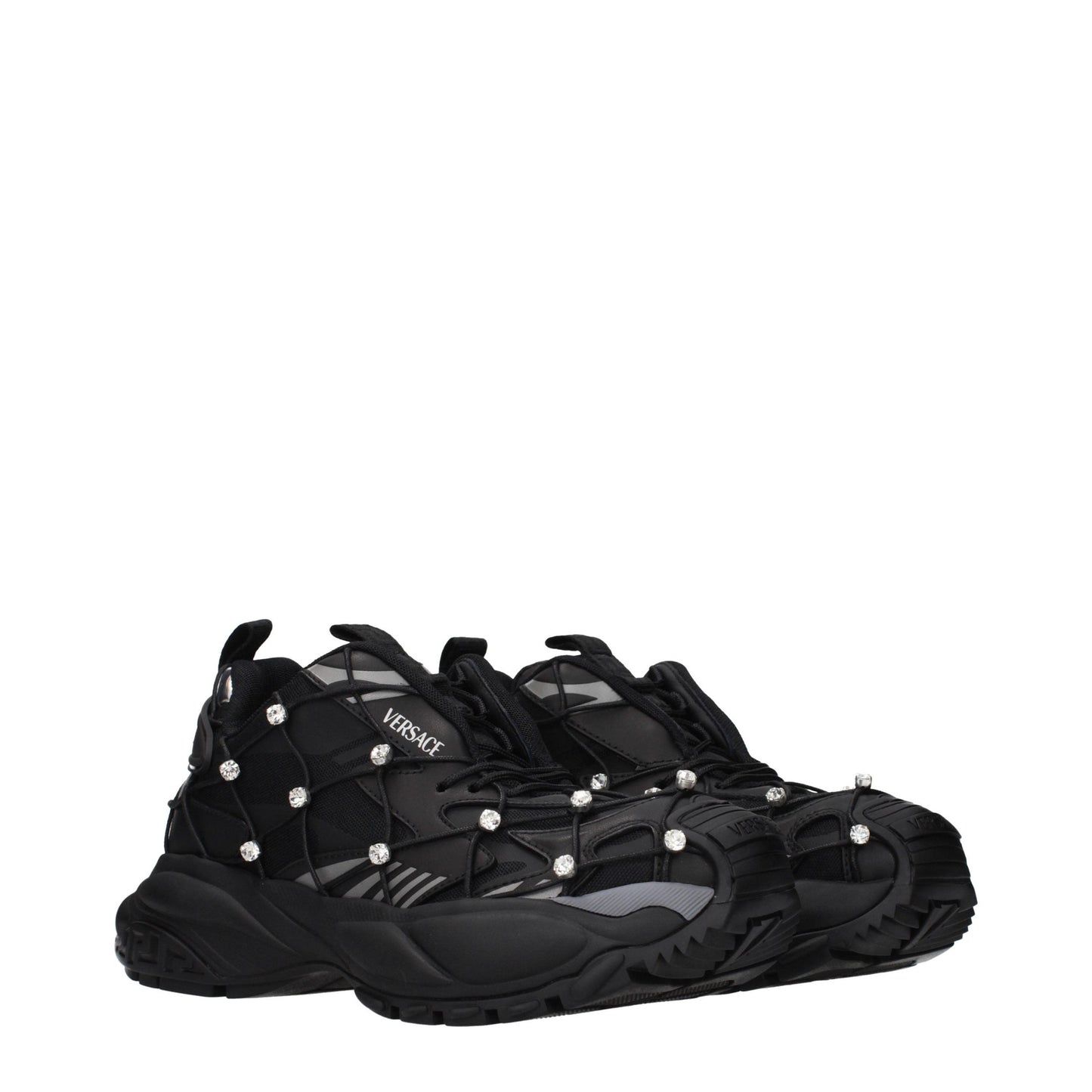 Versace Black Fabric Chunky Sneakers