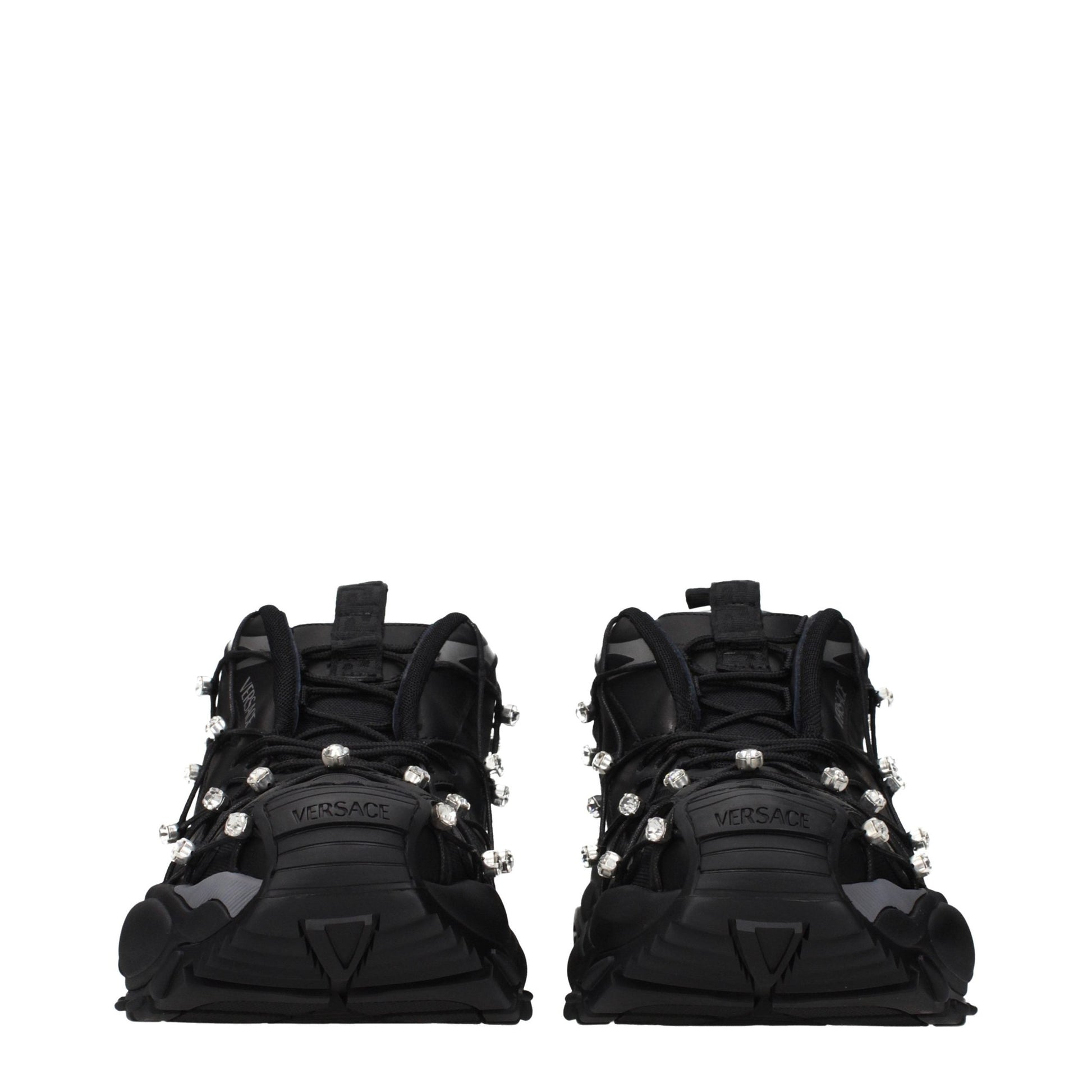 Versace Black Fabric Chunky Sneakers