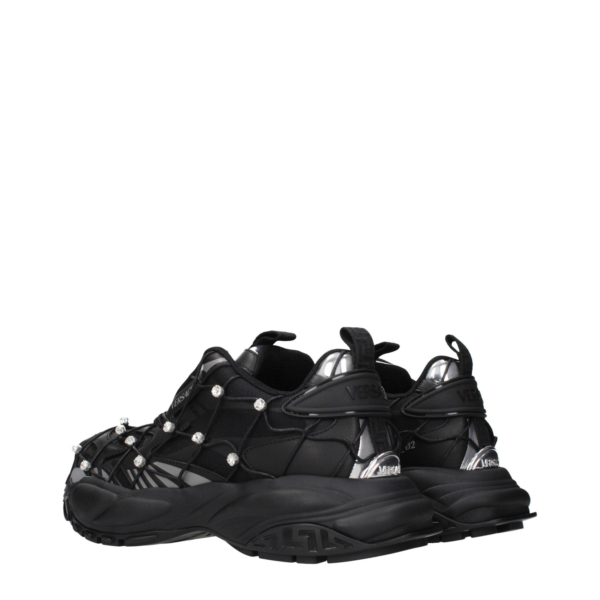 Versace Black Fabric Chunky Sneakers