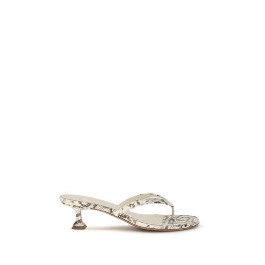 Amina Muaddi Gray Calf Leather Bos Taurus Flat Sandals Amina Muaddi