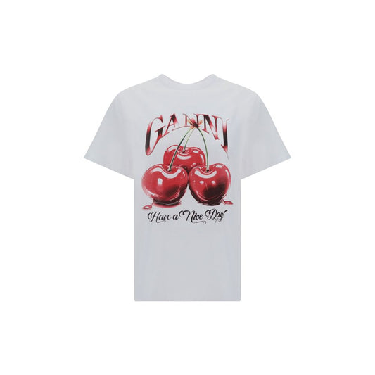 Ganni White Cotton T-Shirt Ganni