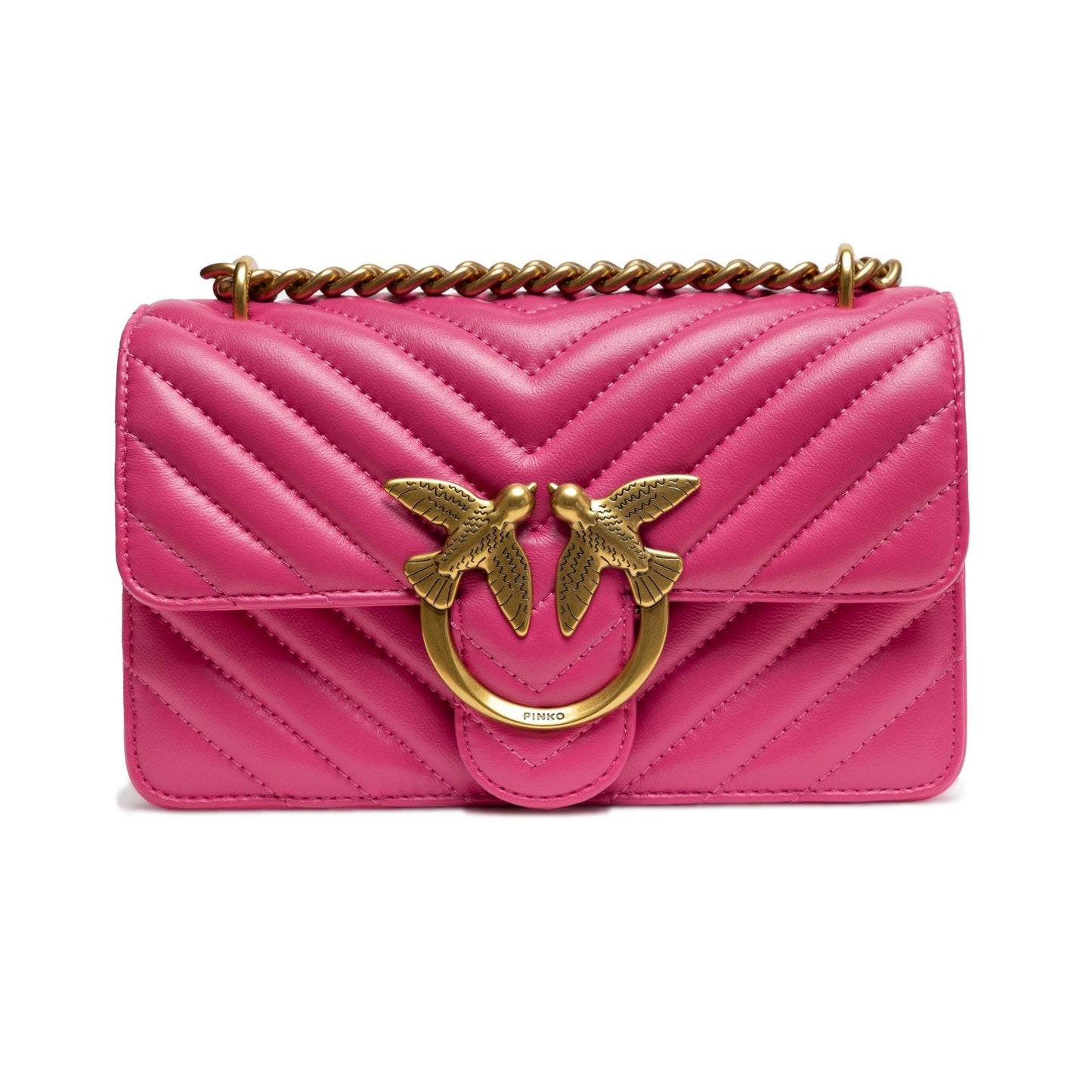 PINKO Pink Leather Love One Mini Shoulder Bag PINKO