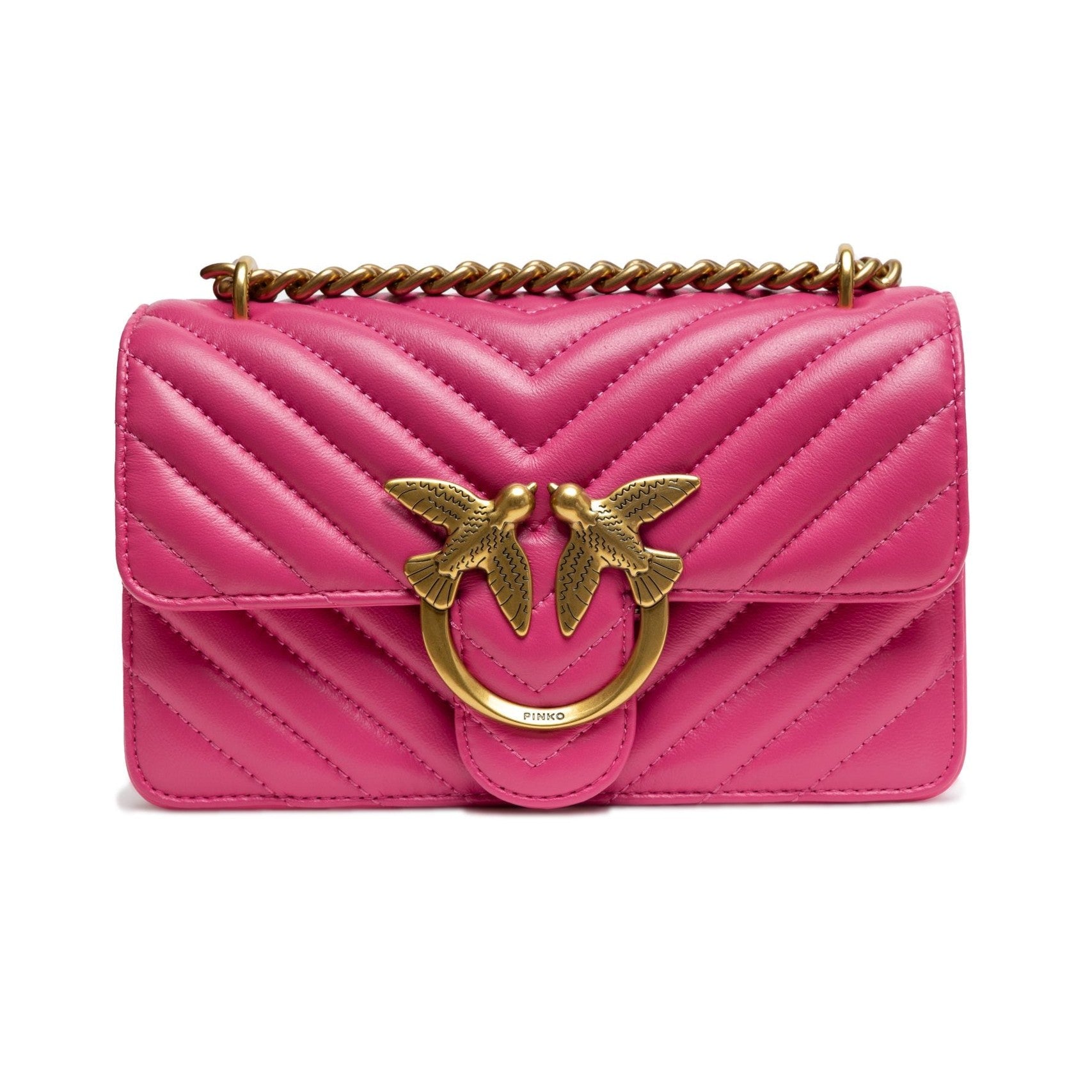 PINKO Pink Leather Love One Mini Shoulder Bag PINKO