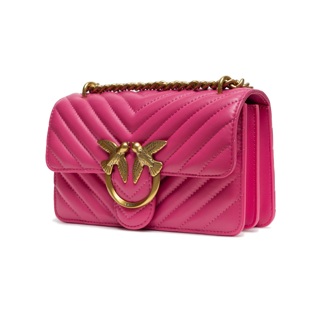 PINKO Pink Leather Love One Mini Shoulder Bag PINKO
