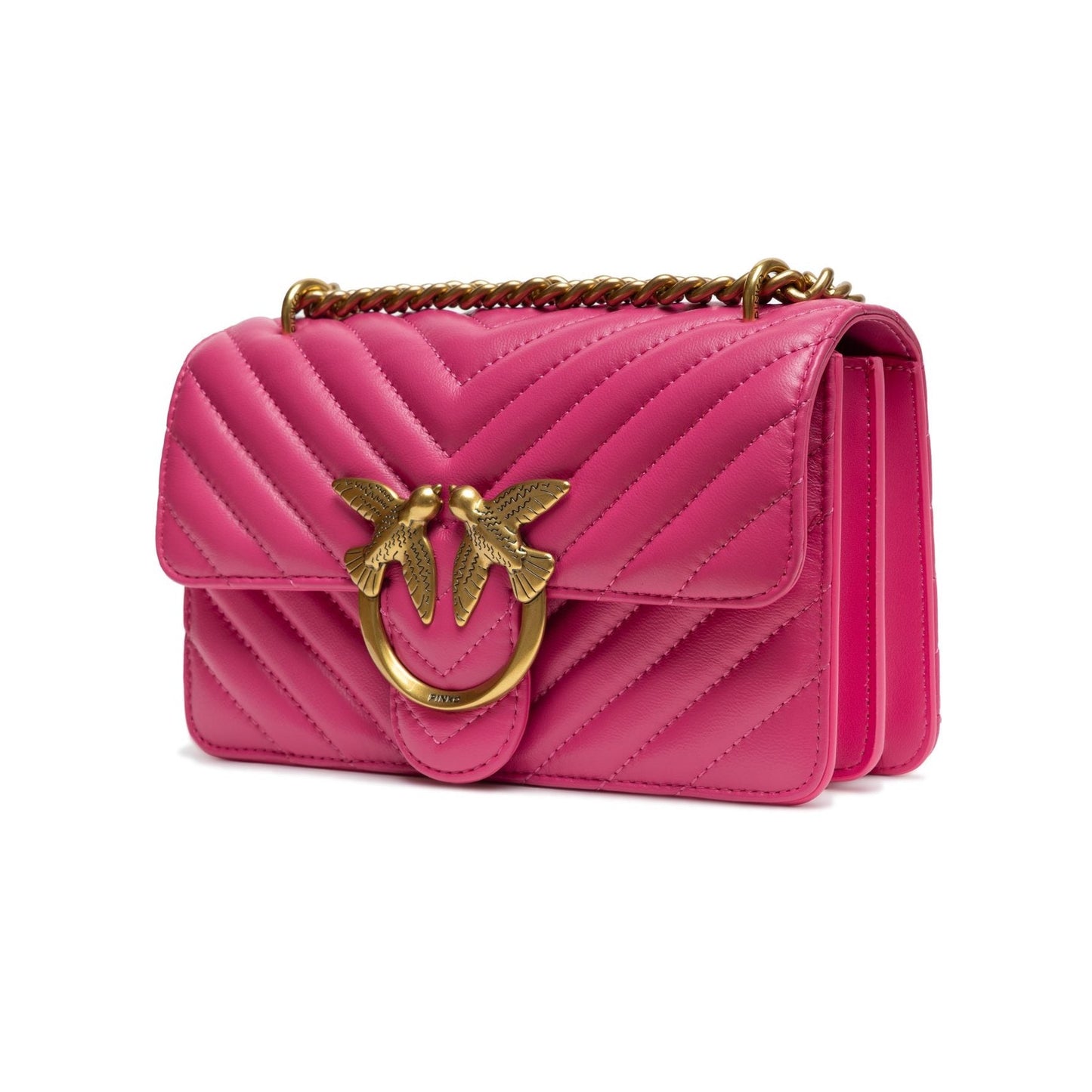 PINKO Pink Leather Love One Mini Shoulder Bag PINKO