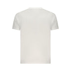 White cotton men's T-shirt by Coveri Moving, front view showing fit and simple crew neckline.