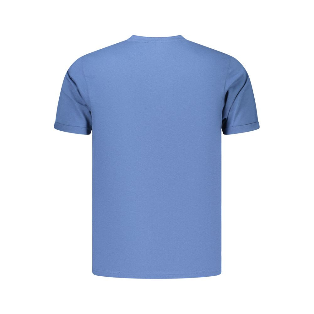 Coveri Moving blue cotton men's T-shirt with a simple crew neck and smooth fabric, displayed flat against a white background.