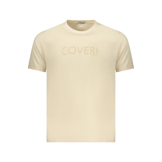 Coveri Moving Beige Cotton Mens T-Shirt Coveri Moving