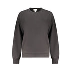 Black cotton women's sweatshirt by Calvin Klein with a relaxed fit and minimalist design.