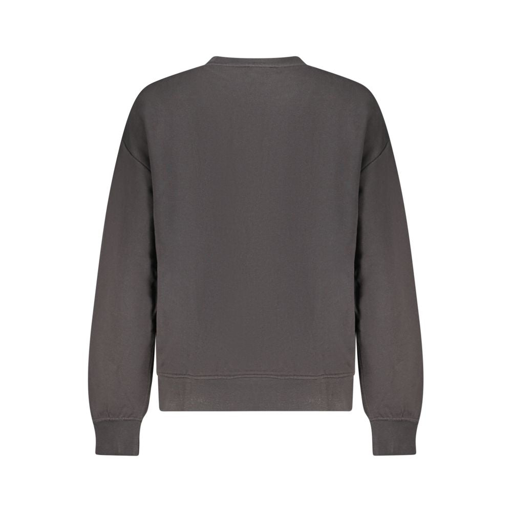 Black cotton women's sweatshirt by Calvin Klein, showcasing a casual fit with the signature logo on the front.