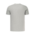 Gray cotton men's T-shirt by Calvin Klein, showcasing a classic fit with short sleeves and crew neckline.