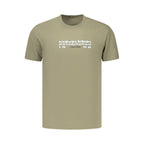 Calvin Klein men's green cotton T-shirt with round neckline and short sleeves, casual style for everyday wear.