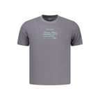 Calvin Klein gray cotton men's T-shirt displayed flat, showing the classic crew neck and soft fabric texture.