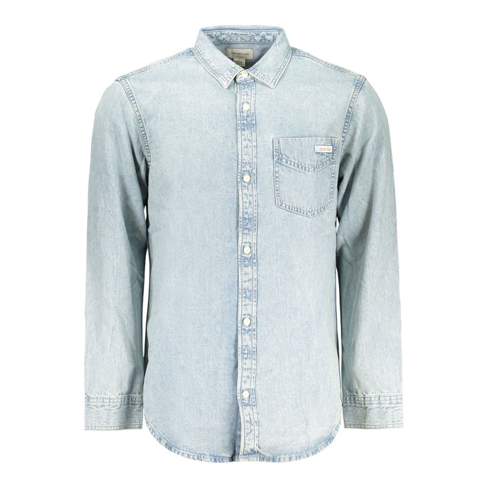 Calvin Klein Azzurro Cotton Mens Shirt Calvin Klein