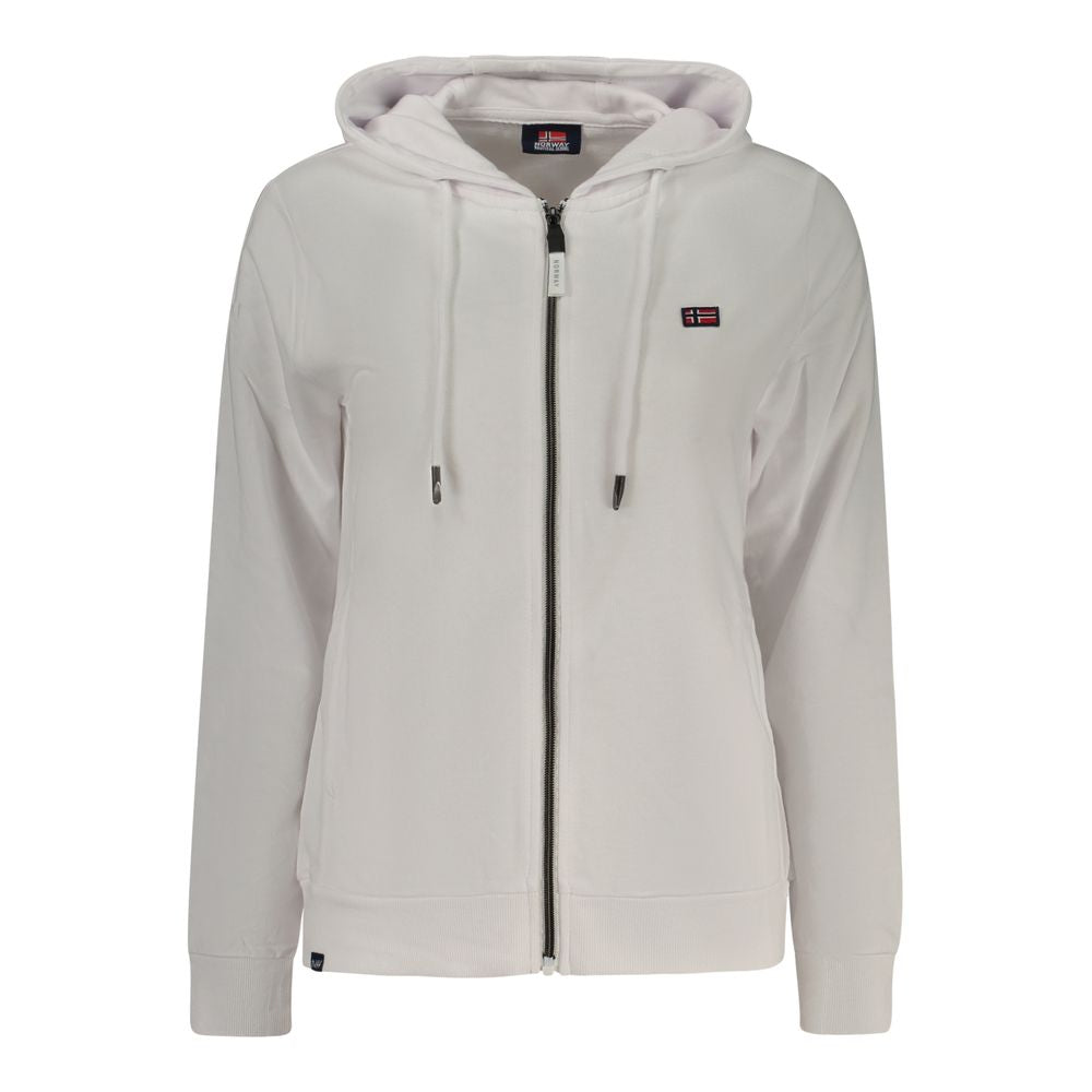 Norway 1963 Bianco cotton women's sweatshirt with crew neck and long sleeves, casual and comfortable fit.