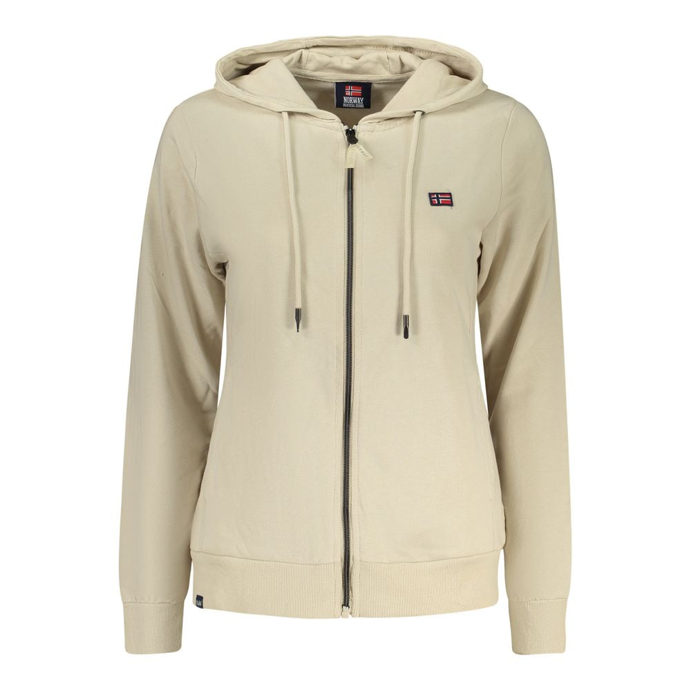 Beige Norway 1963 cotton women's sweatshirt with a relaxed fit and crew neckline, casual and comfortable for everyday wear.