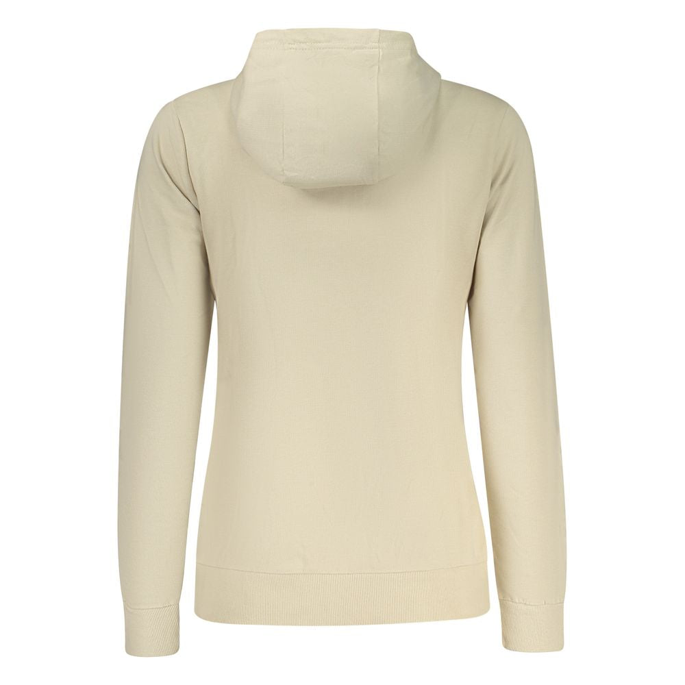 Norway 1963 beige cotton women's sweatshirt with a relaxed fit and crew neckline, displayed on a hanger.