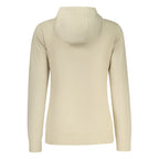 Norway 1963 beige cotton women's sweatshirt with a relaxed fit and crew neckline, displayed on a hanger.