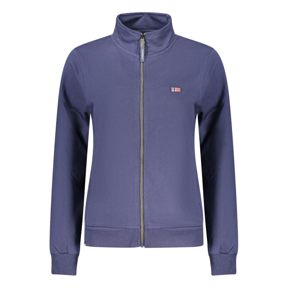 Blue cotton women's sweatshirt by Norway 1963 with a relaxed fit and minimalist design.