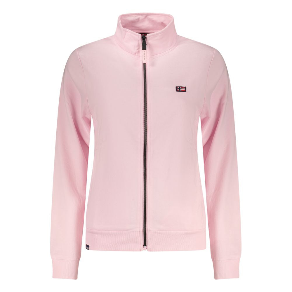 Pink cotton women's sweatshirt by Norway 1963 with a casual fit and subtle branding, featuring a soft fabric and comfortable design.